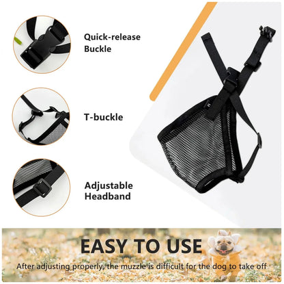 Breathable Mesh Muzzle for Short - Nosed Dogs - Stop Licking & Biting