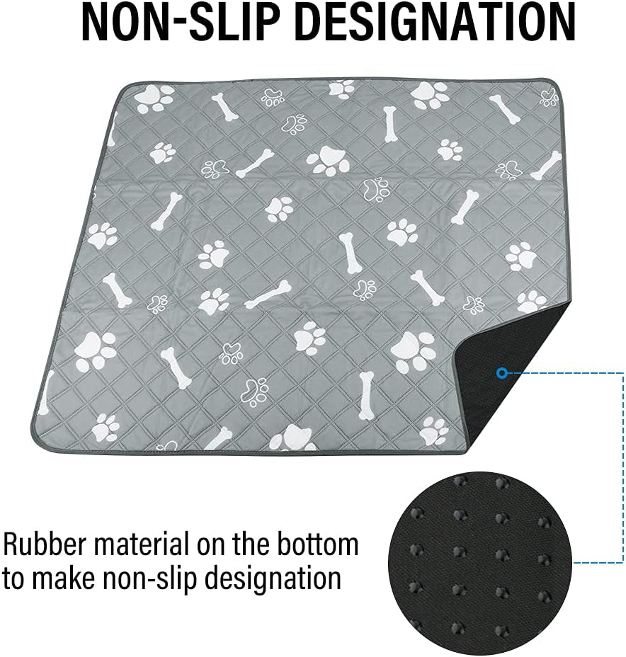 Washable Pee Pads for Dogs, 2 Pack, Non-Slip Dog Pads with Heavy Absorbency, Reusable Training Pads, Waterproof Mat for Whelping, Playpen, Crate, Kennel and Outdoors, 60X 45Cm