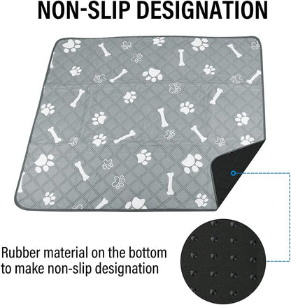Washable Pee Pads for Dogs, 2 Pack, Non-Slip Dog Pads with Heavy Absorbency, Reusable Training Pads, Waterproof Mat for Whelping, Playpen, Crate, Kennel and Outdoors, 60X 45Cm